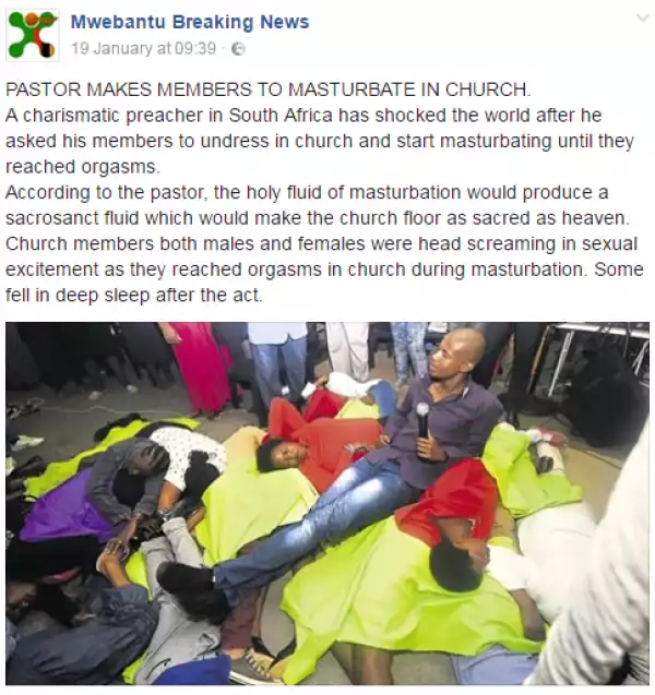 Huh? Pastor Makes Members To Masturbate In Church (Photo)